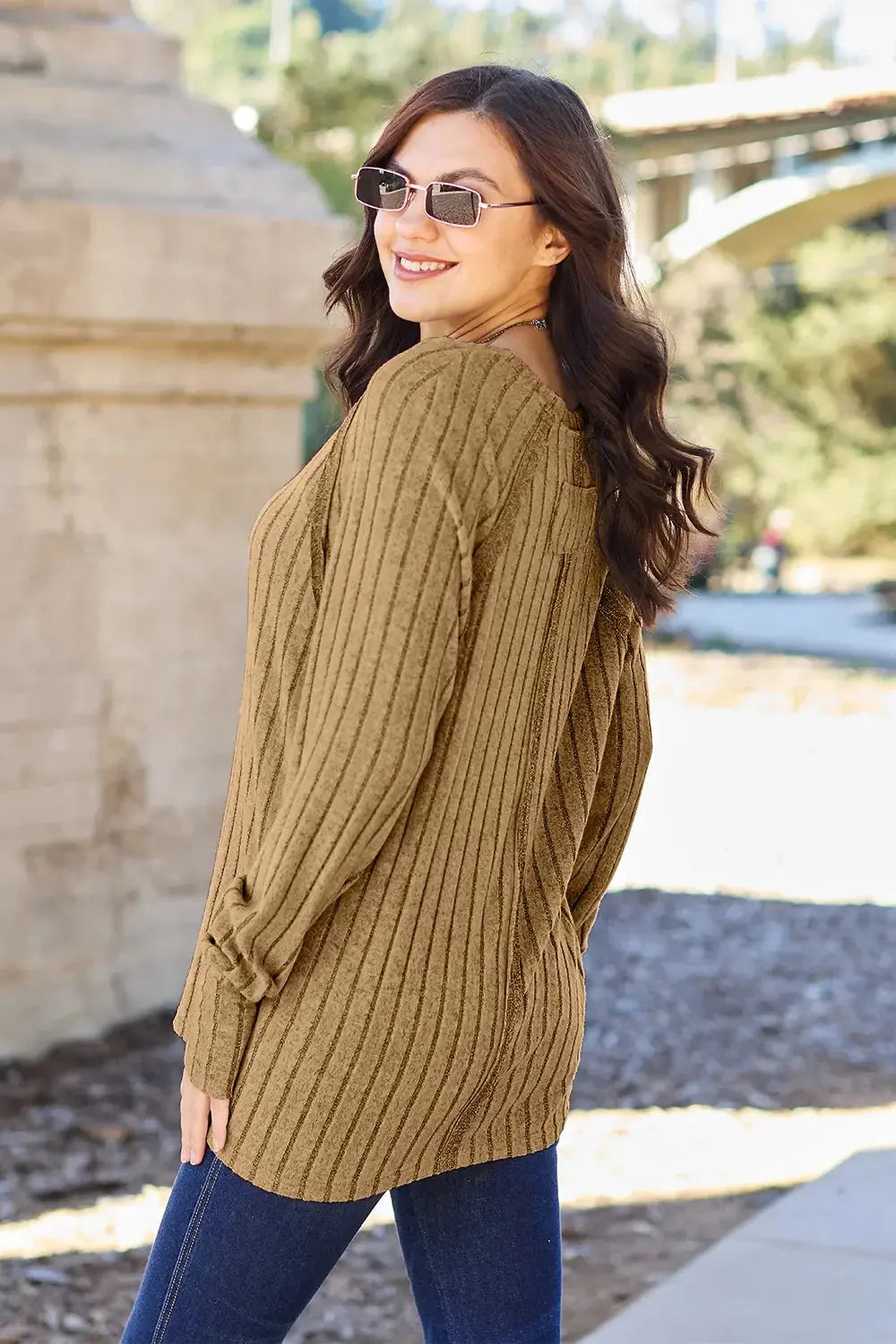 Basic Bae Full Size Ribbed Round Neck Long Sleeve Knit Top - Love Salve